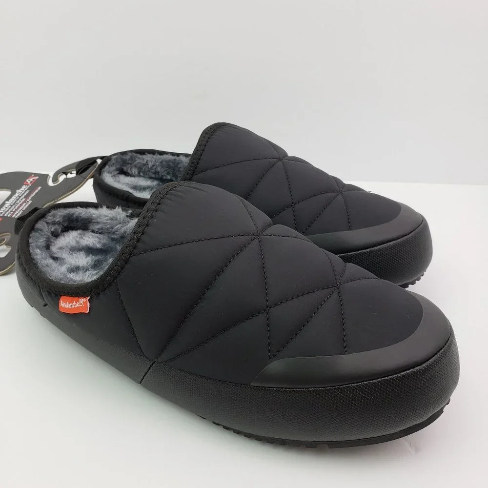 NEW Avalanche Mens Size 10 Black Slip On Comfort Indoor Outdoor Mule Slippers